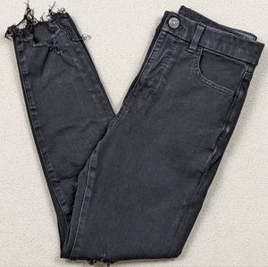 AEO Dream Jean Curvy Super Hi-Rise Jegging Distressed Raw Hem Women's Sz 8 Black